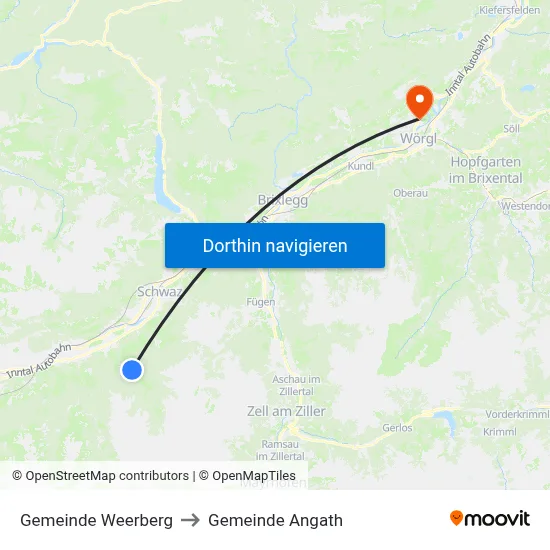 Gemeinde Weerberg to Gemeinde Angath map