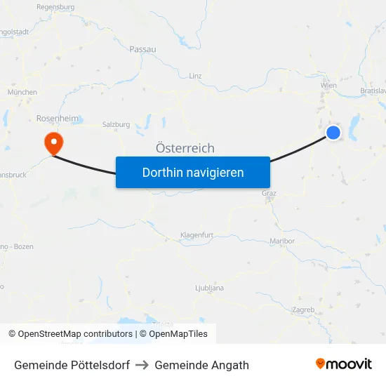 Gemeinde Pöttelsdorf to Gemeinde Angath map
