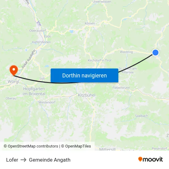 Lofer to Gemeinde Angath map