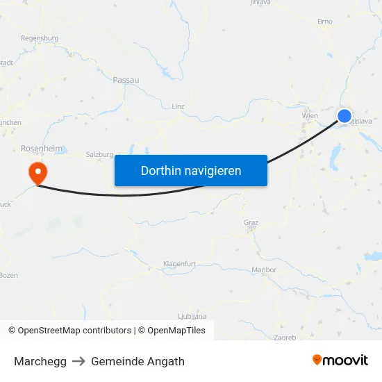 Marchegg to Gemeinde Angath map