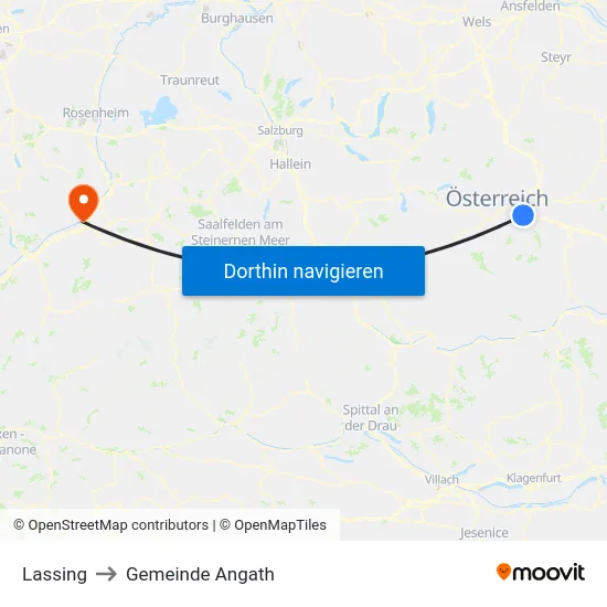 Lassing to Gemeinde Angath map