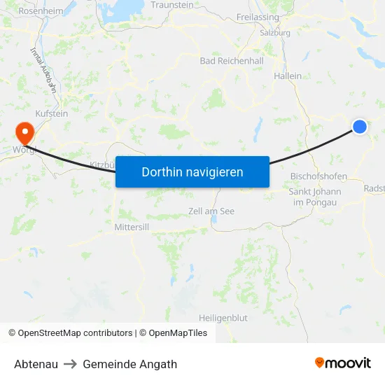 Abtenau to Gemeinde Angath map