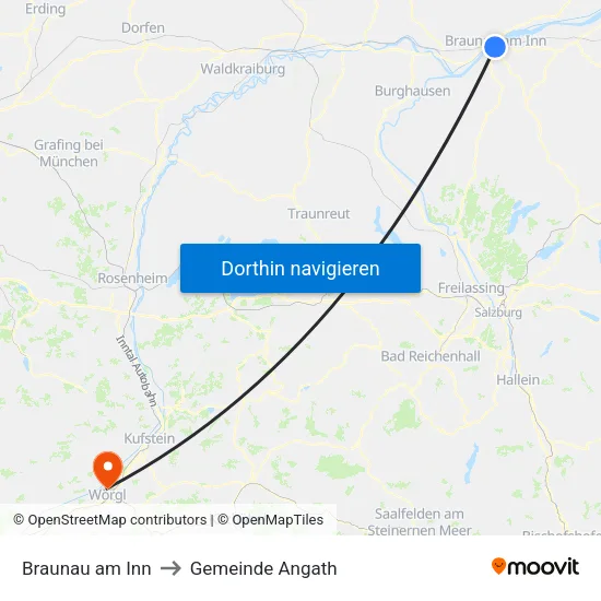 Braunau am Inn to Gemeinde Angath map