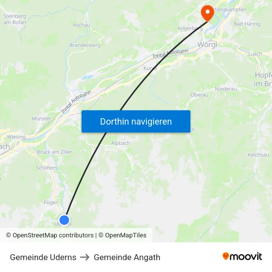 Gemeinde Uderns to Gemeinde Angath map