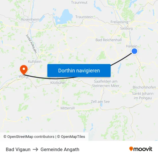 Bad Vigaun to Gemeinde Angath map