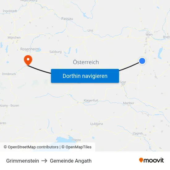 Grimmenstein to Gemeinde Angath map