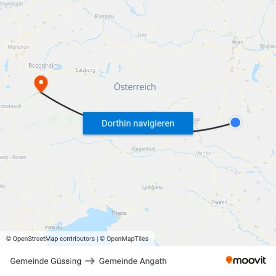 Gemeinde Güssing to Gemeinde Angath map