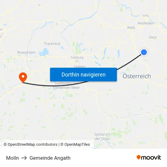 Molln to Gemeinde Angath map