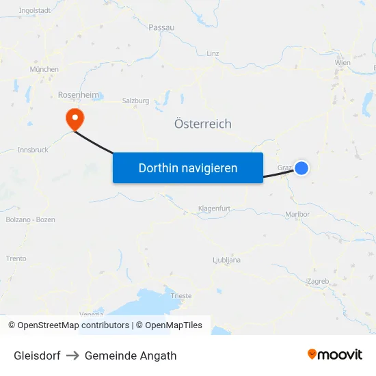 Gleisdorf to Gemeinde Angath map