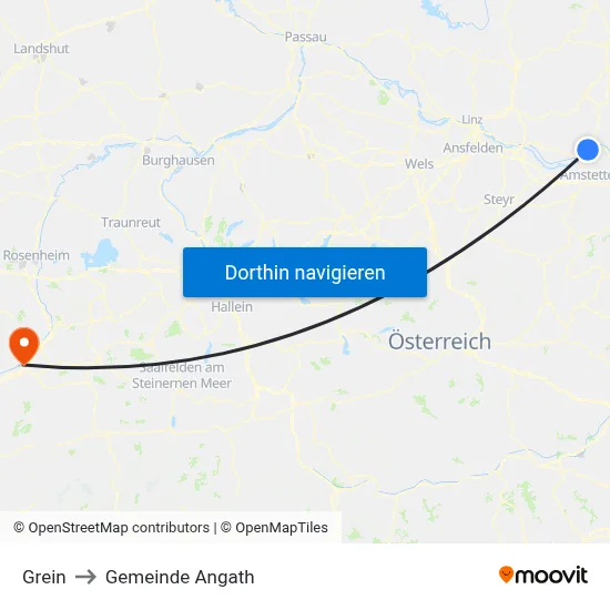 Grein to Gemeinde Angath map