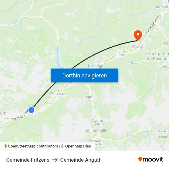 Gemeinde Fritzens to Gemeinde Angath map
