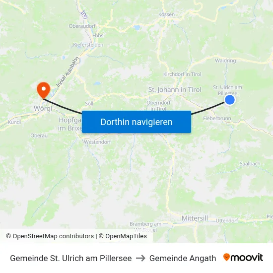 Gemeinde St. Ulrich am Pillersee to Gemeinde Angath map