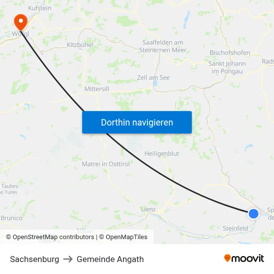Sachsenburg to Gemeinde Angath map
