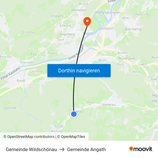 Gemeinde Wildschönau to Gemeinde Angath map