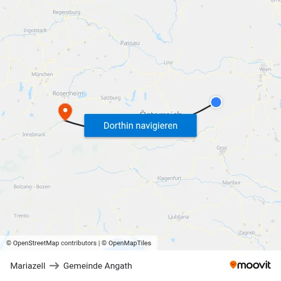 Mariazell to Gemeinde Angath map