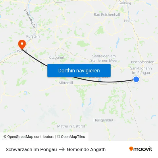 Schwarzach Im Pongau to Gemeinde Angath map