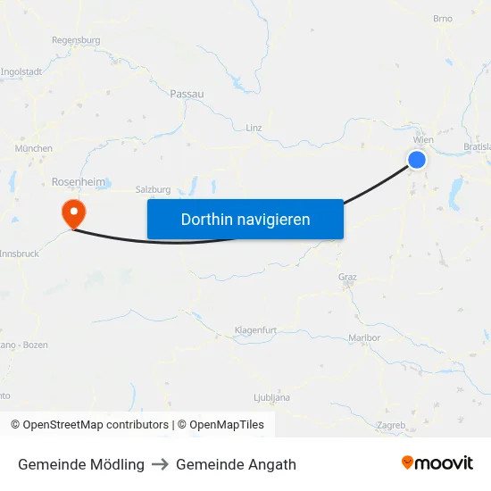 Gemeinde Mödling to Gemeinde Angath map