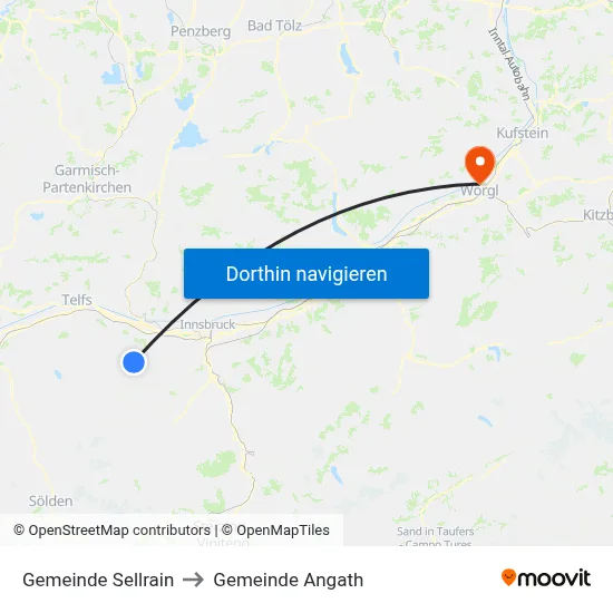 Gemeinde Sellrain to Gemeinde Angath map