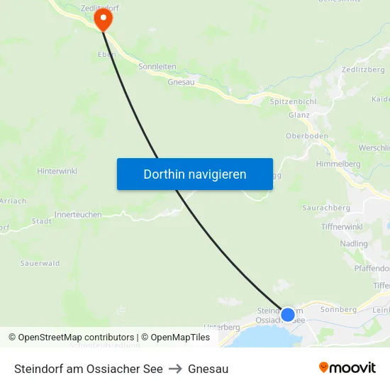 Steindorf am Ossiacher See to Gnesau map