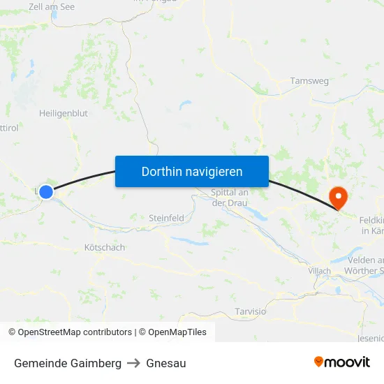 Gemeinde Gaimberg to Gnesau map