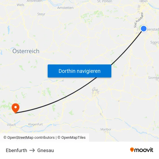 Ebenfurth to Gnesau map