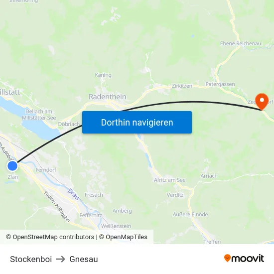 Stockenboi to Gnesau map