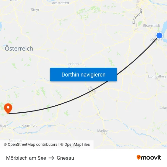 Mörbisch am See to Gnesau map
