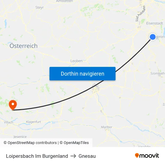 Loipersbach Im Burgenland to Gnesau map