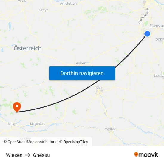 Wiesen to Gnesau map