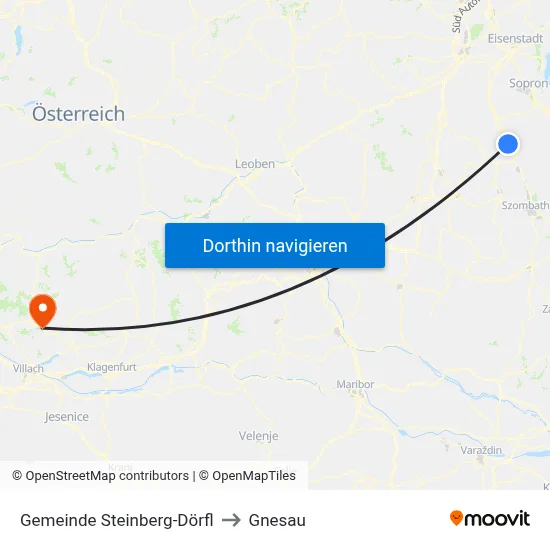 Gemeinde Steinberg-Dörfl to Gnesau map