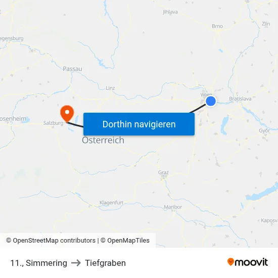 11., Simmering to Tiefgraben map