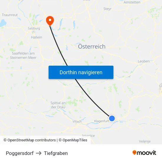 Poggersdorf to Tiefgraben map
