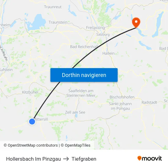 Hollersbach Im Pinzgau to Tiefgraben map