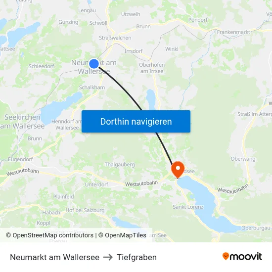 Neumarkt am Wallersee to Tiefgraben map