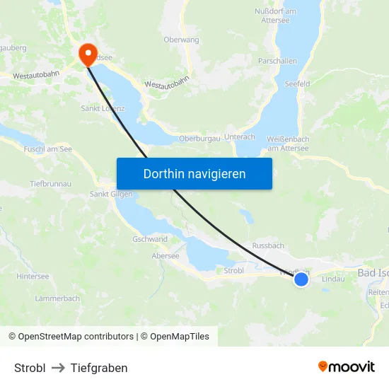 Strobl to Tiefgraben map