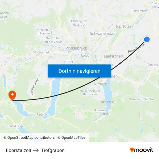 Eberstalzell to Tiefgraben map