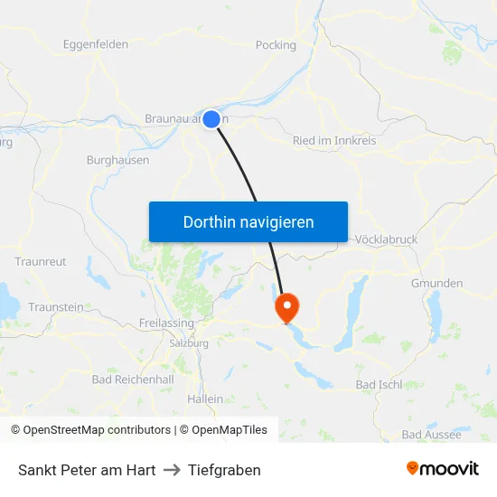 Sankt Peter am Hart to Tiefgraben map