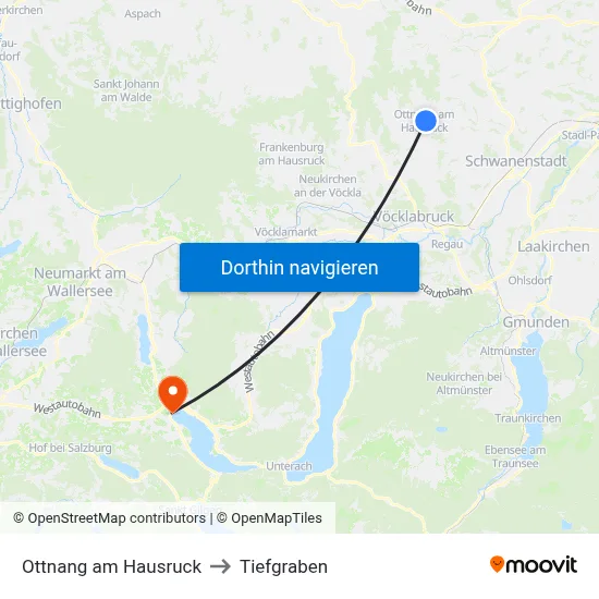 Ottnang am Hausruck to Tiefgraben map