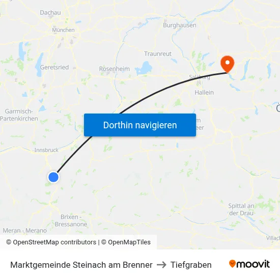 Marktgemeinde Steinach am Brenner to Tiefgraben map