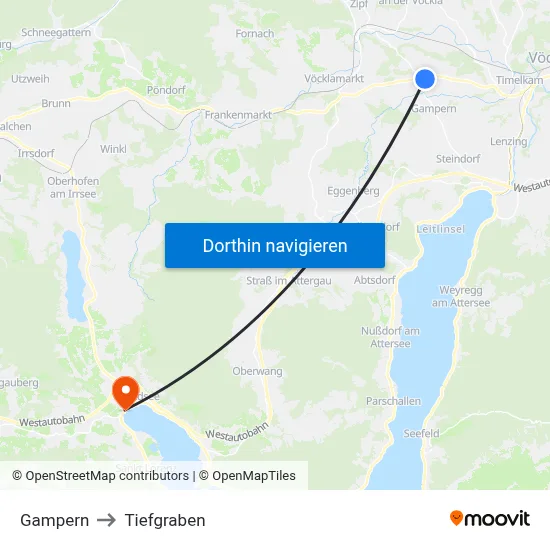 Gampern to Tiefgraben map