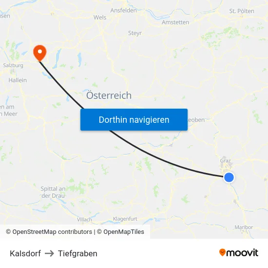 Kalsdorf to Tiefgraben map