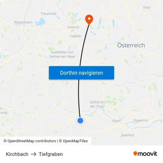 Kirchbach to Tiefgraben map
