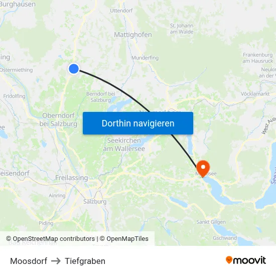 Moosdorf to Tiefgraben map