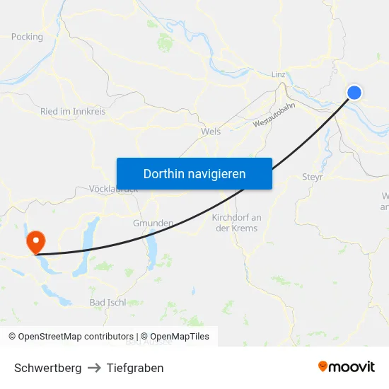 Schwertberg to Tiefgraben map