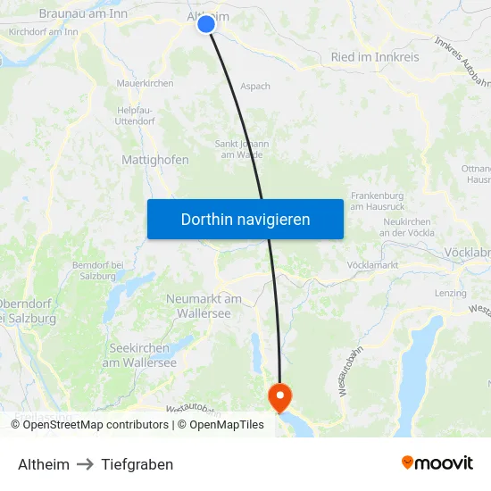 Altheim to Tiefgraben map