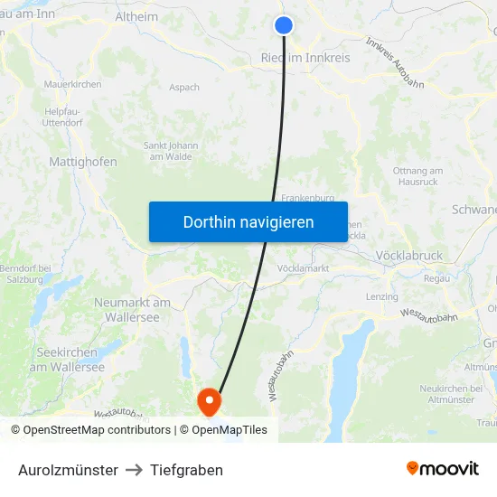 Aurolzmünster to Tiefgraben map