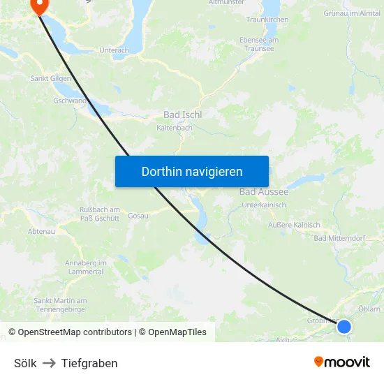 Sölk to Tiefgraben map