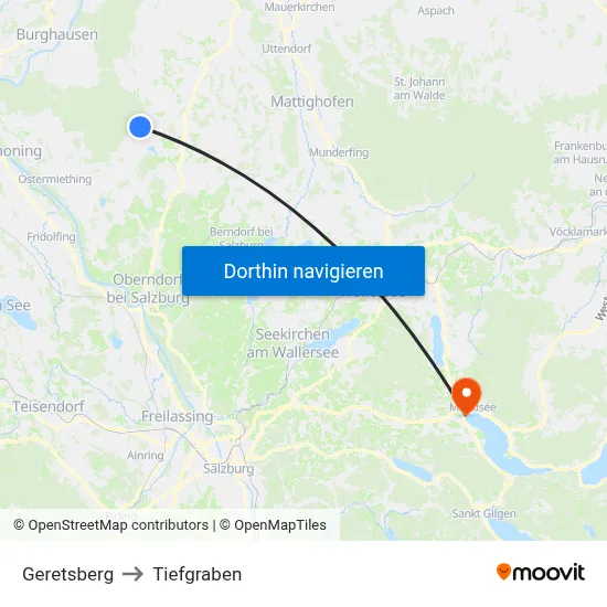 Geretsberg to Tiefgraben map