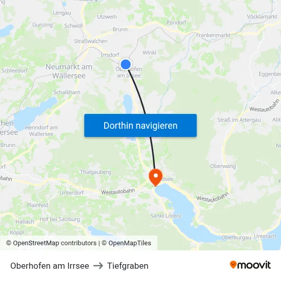 Oberhofen am Irrsee to Tiefgraben map