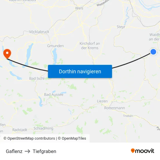 Gaflenz to Tiefgraben map